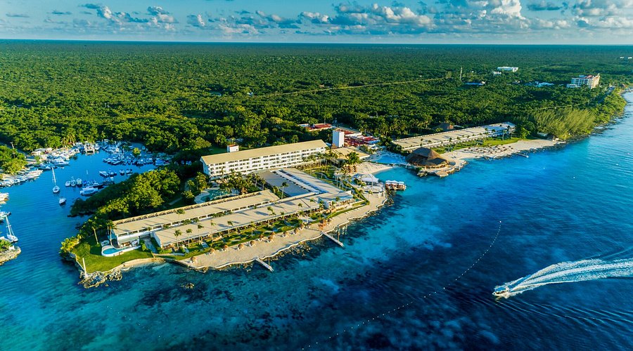 InterContinental Presidente Cozumel Resort & Spa beachfront property with Caribbean Sea views, tropical landscaping, and elegant resort architecture.